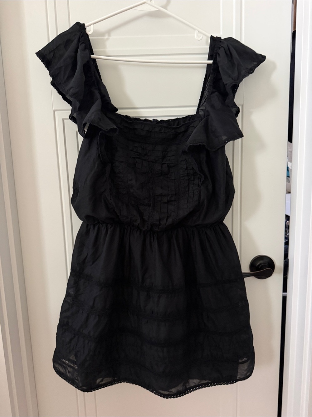 Abercrombie & Fitch Black Ruffle Sleeve Mini Dress